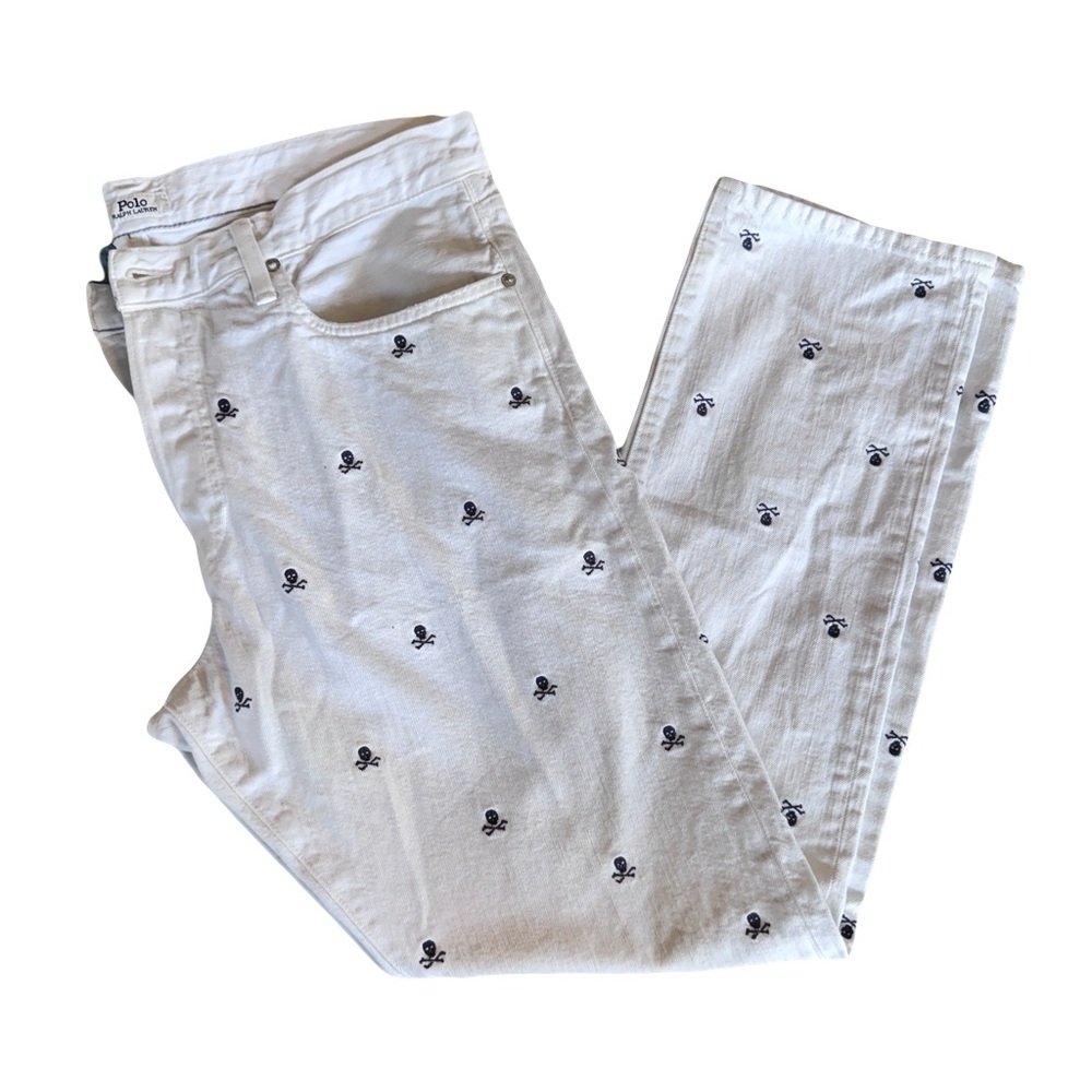 Polo Ralph Lauren Hampton Relaxed Straight Jeans SKULL PRINT